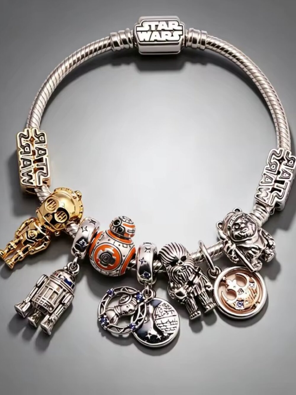 1pcs Pandora Disney C3-PO Star Wars REBEL Dangle Charm